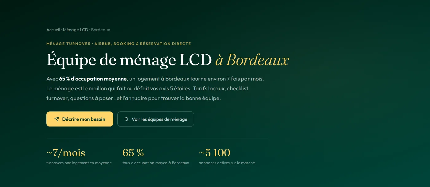 Page « Équipe de ménage LCD à Bordeaux » du site