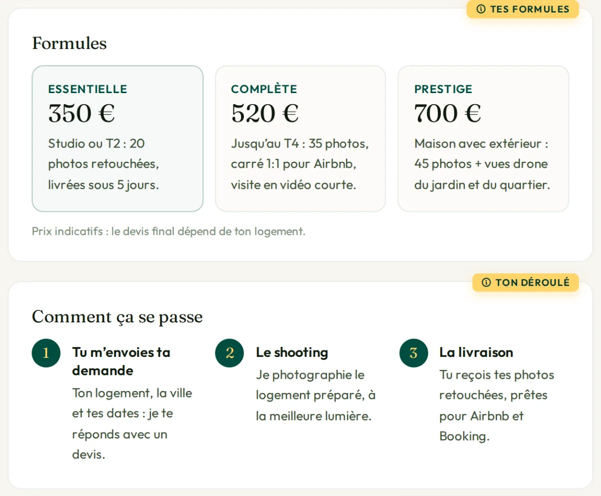 Formules et déroulé d’une séance sur la fiche d’exemple